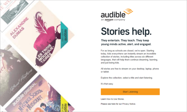 Audibleにて子供向けオーディオブックが無料開放中です